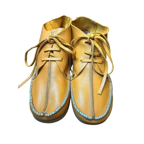 Re/Done Shoes - Re/Done Leather Lace Up Moccasin Bootie Tan Unisex Size 40 NWOT